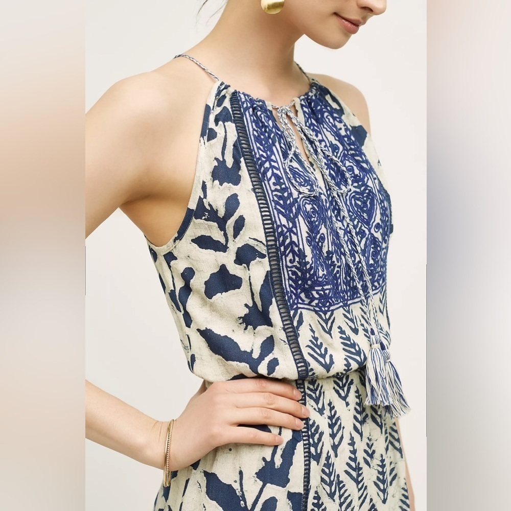 Philosophy Dress Blue and White Soledad Maxi Dress Size Medium Sleeveless - Picture 15 of 15